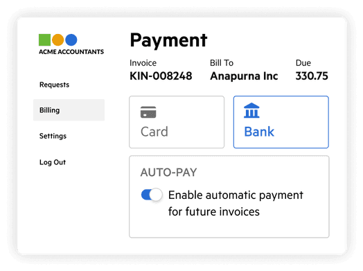 An invoice payment interface in Karbon.