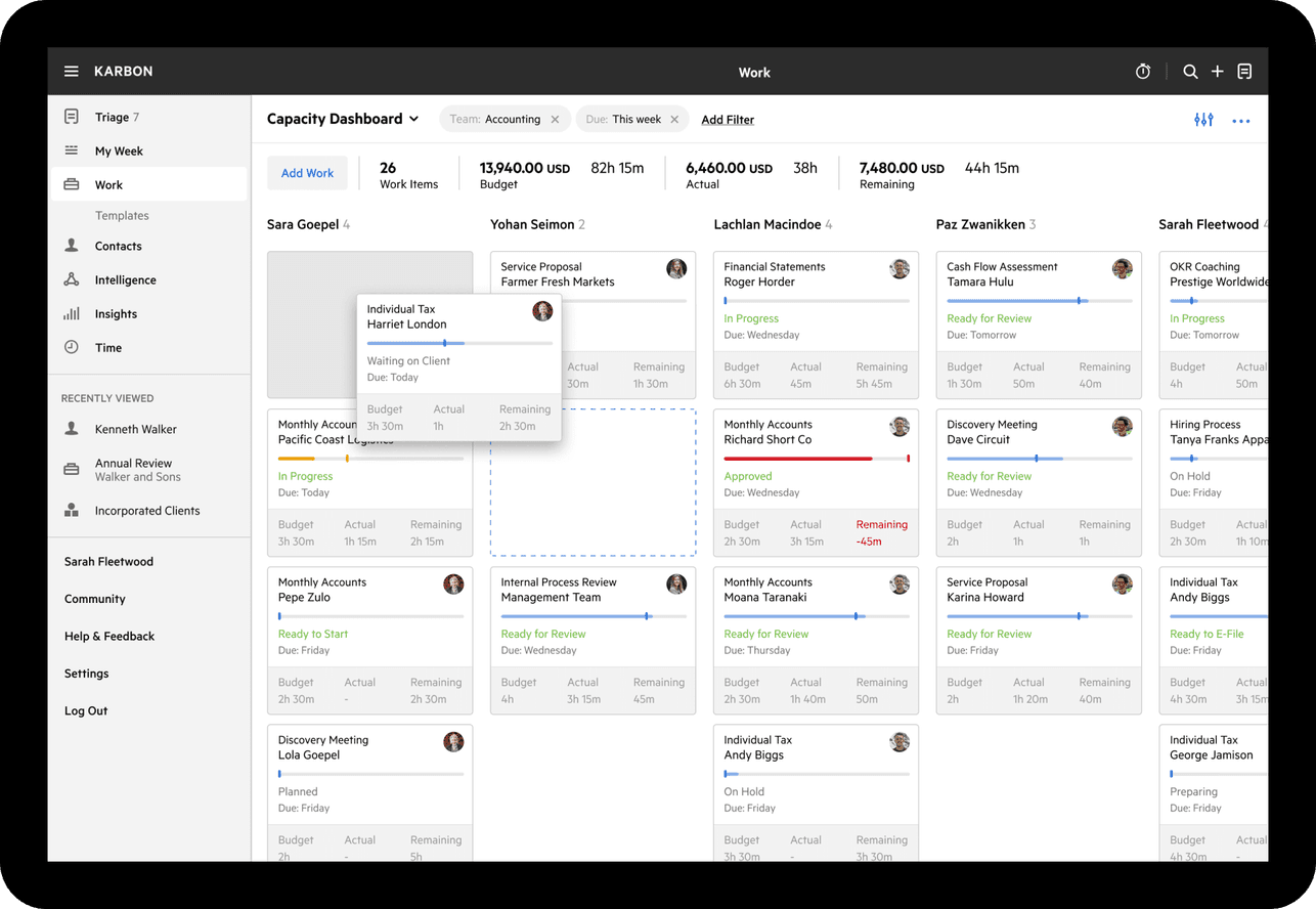 Karbon's Kanban UI