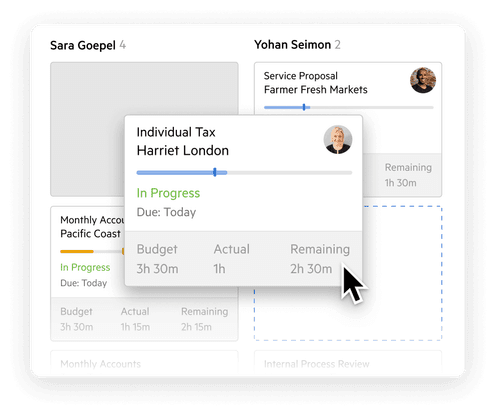 UI depciting moving cards on a kanban.