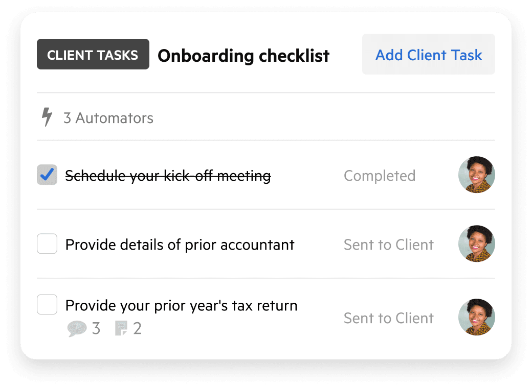 Image of a user interface for an onboarding task checklist.