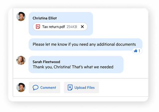 A task checklist showing file upload capabilities