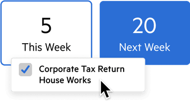 Detail of a UI showing the number of tasks scheduled over two weeks