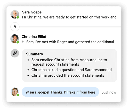 An example email summary interface.