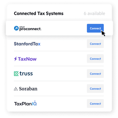 A list of tax software integrations.